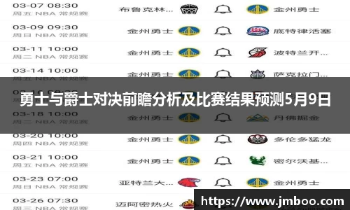 勇士与爵士对决前瞻分析及比赛结果预测5月9日